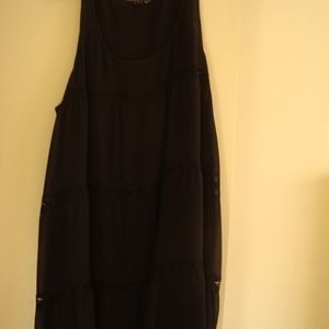 Theory Navy Blue Babydoll Style Loose Sleeveless Top Dress With Lace